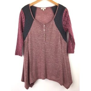 Umgee Lace Raglan Shirt Tee Sz Small